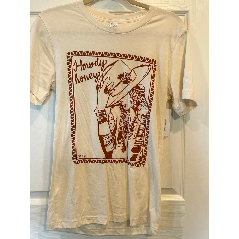WT L&B Life "Howdy Honey" Western Graphic Tee - Small - Cream
